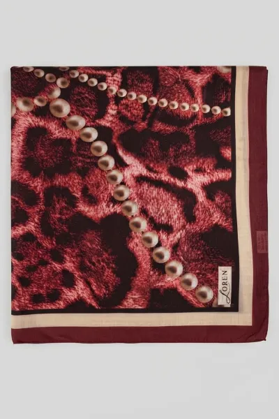 Bordo 90x90 Cm Dijital Baskılı Perla Desen Soft Eşarp 498516