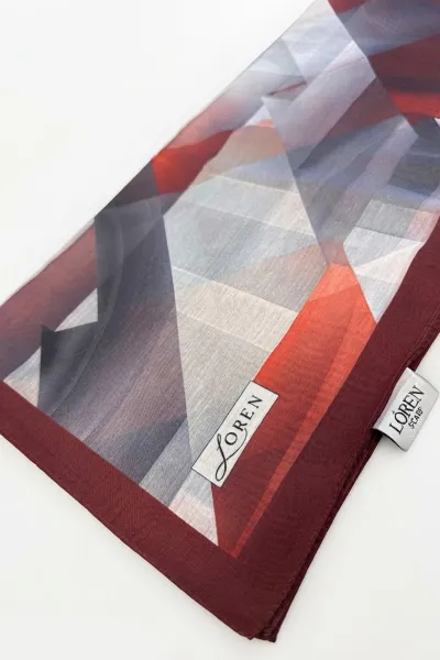 Bordo 90x90 Cm Dijital Baskılı Prizma Desen Soft Eşarp 498511