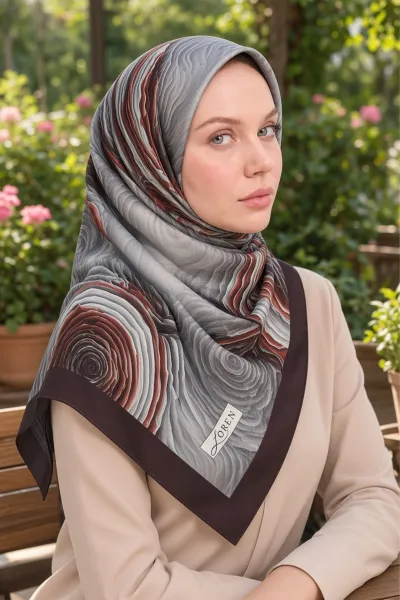 Bordo 90x90 Cm Dijital Baskılı Rosetta Desen Soft Eşarp 498597