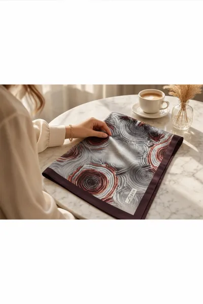 Bordo 90x90 Cm Dijital Baskılı Rosetta Desen Soft Eşarp 498597