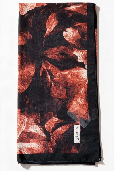 Bordo 90x90 Cm Dijital Baskılı Velvet Bloom Desen Soft Eşarp 498536