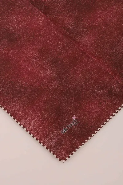 Bordo 98X98 Cm Çizgili Bordürlü Keten Eşarp 436036
