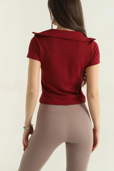 Bordo Açma Yaka Fitilli Bluz 336501