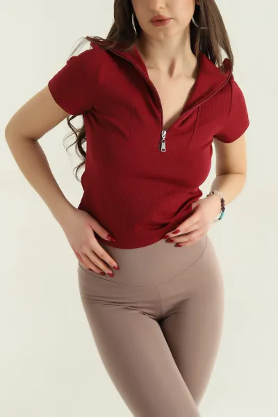Bordo Açma Yaka Fitilli Bluz 336501