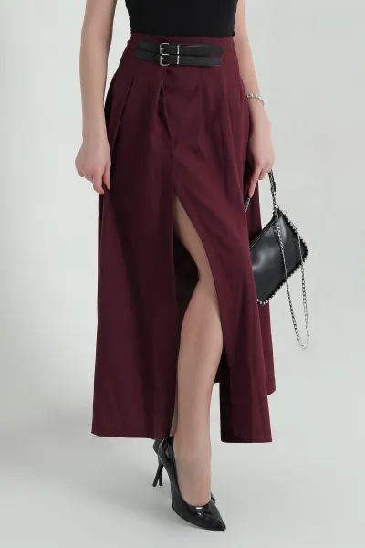 Bordo Anvaloplu Pileli Poliviskon Etek 352983