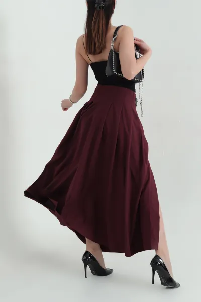 Bordo Anvaloplu Pileli Poliviskon Etek 352983