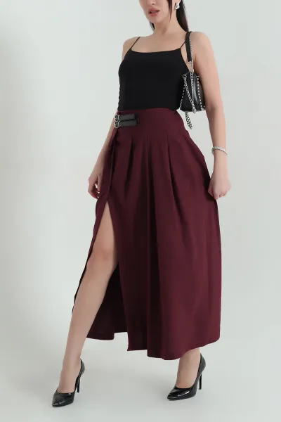 Bordo Anvaloplu Pileli Poliviskon Etek 352983