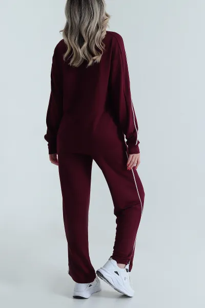 Bordo Arabiyeli Kristal Kadın Eşofman Takımı 481547