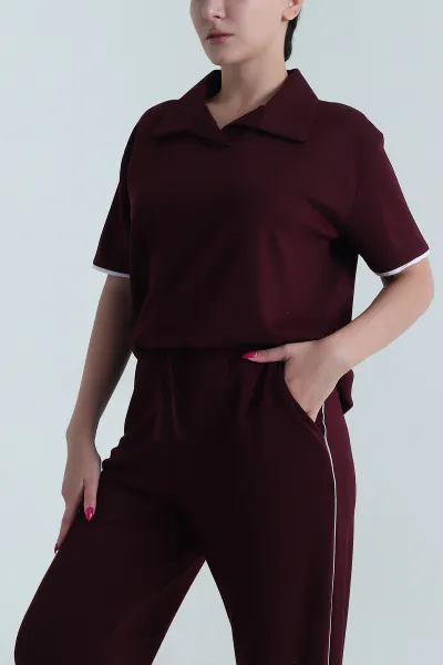 Bordo Arabiyeli Likralı Modal Kadın İkili Takım 478664