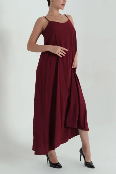 Bordo Askılı Tarak Boşluğu Kadın Elbise 372961