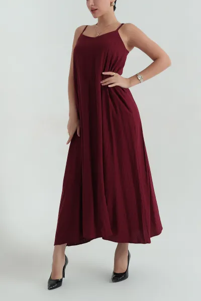 Bordo Askılı Tarak Boşluğu Kadın Elbise 372961