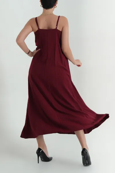 Bordo Askılı Tarak Boşluğu Kadın Elbise 372961