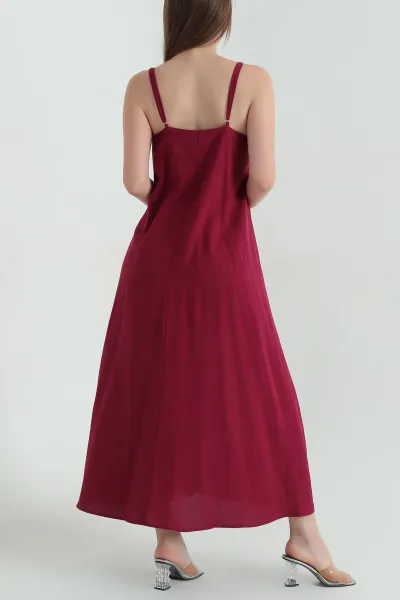 Bordo Askılı Terni Salaş Kadın Elbise 368342