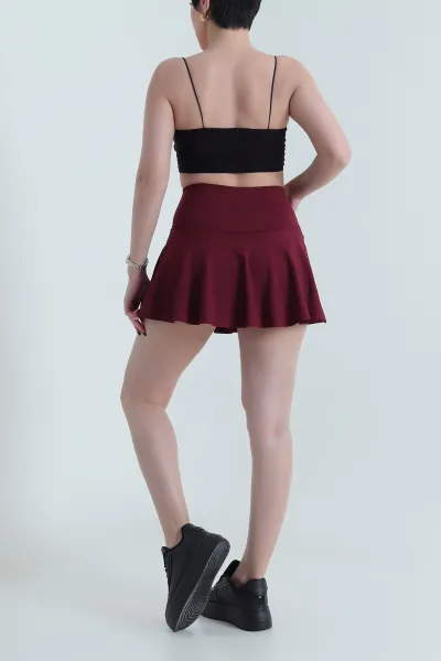 Bordo Astarı Şortlu Kadın Belize Etek 453339