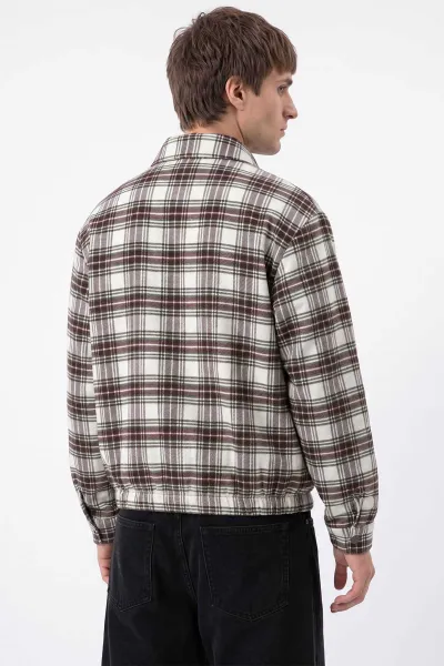Bordo Astarlı Ekose Kaşe Erkek Mont 491270