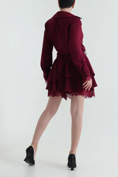 Bordo Astarlı İthal Crep Kadın Elbise 431796