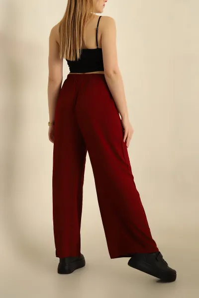 Bordo Bağlamalı Beli Lastikli Dokuma Pantolon 269006