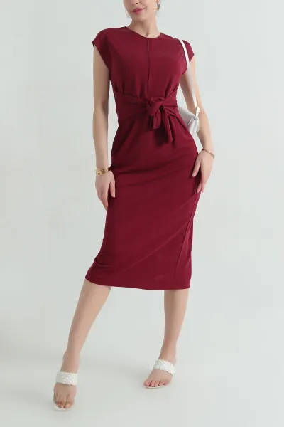 bordo-baglamali-cimali-modal-elbise-350504