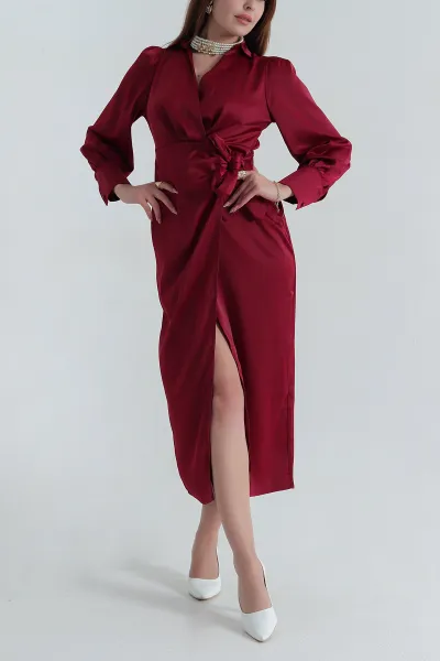 bordo-baglamali-fermuarli-saten-kadin-elbise-392833