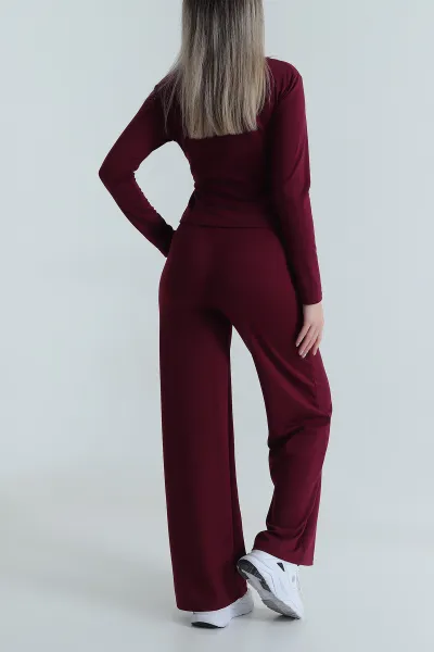 Bordo Bağlamalı Modal Kadın İkili Takım 487853