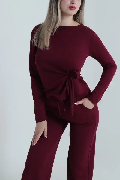 Bordo Bağlamalı Modal Kadın İkili Takım 487853