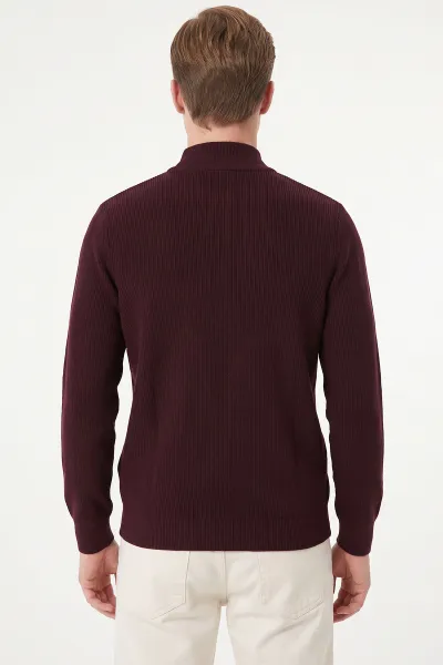 Bordo Balıkçı Yaka Erkek Triko Kazak 491281