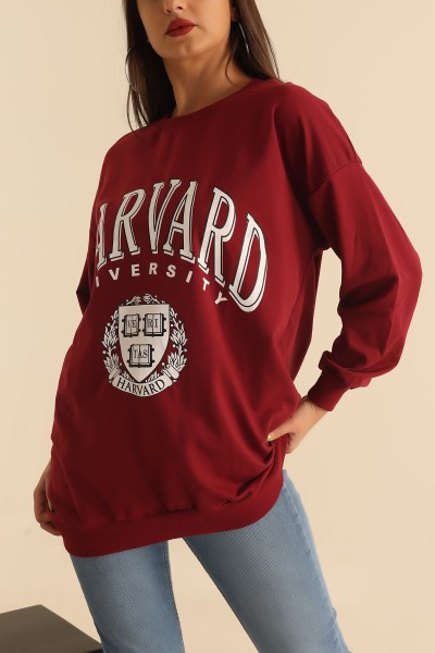 Bordo Baskılı İki İp Sweat Tunik 202323