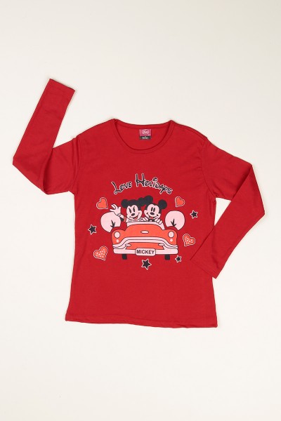 Bordo Baskılı Kız Çocuk Pijama Takımı 77937