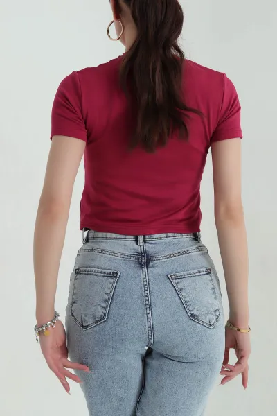 Bordo Baskılı Süprem Kadın Tişört 373140