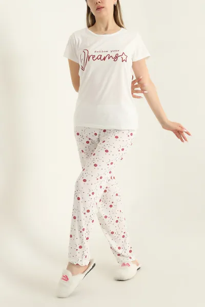Bordo Baskılı Süprem Pijama Takımı 288921