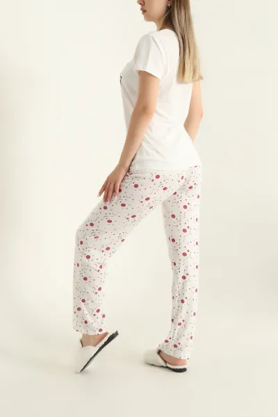 Bordo Baskılı Süprem Pijama Takımı 288921