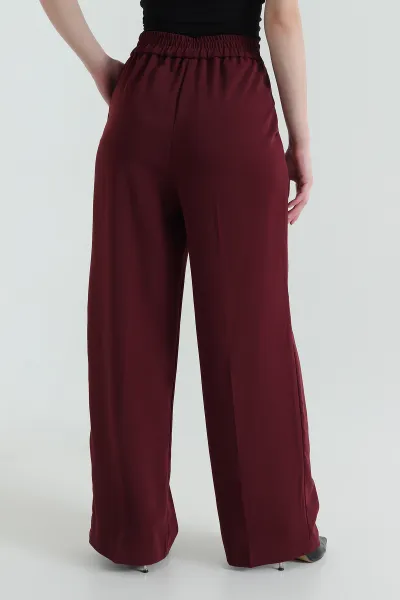 Bordo Bel Lastikli Cepli Latina Palazzo Kadın Pantolon 430968
