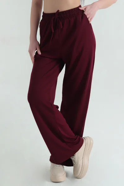 bordo-bel-lastikli-cepli-modal-kadin-pantolon-357355