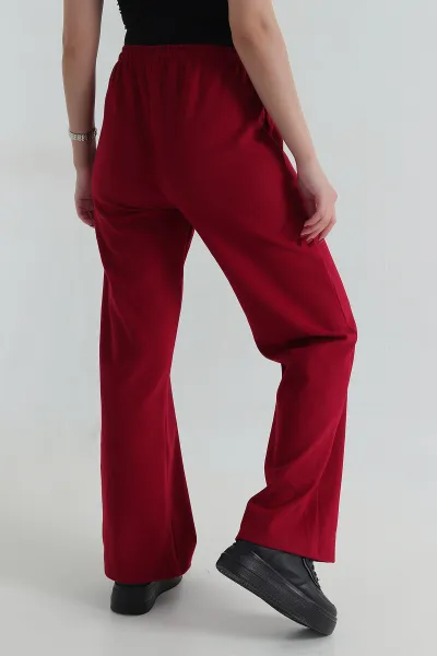 Bordo Bel Lastikli Cepli Selanik Kadın Pantolon 414358