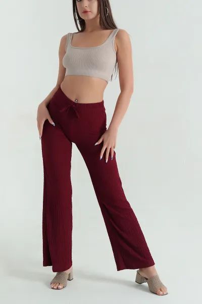bordo-bel-lastikli-gofre-kadin-pantolon-370723