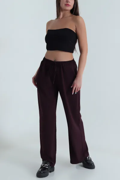 Bordo Bel Lastikli Linda Kadın Pantolon 484338