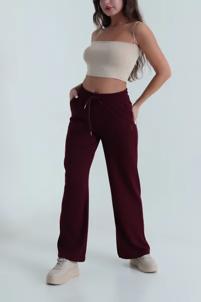 Bordo Bel Lastikli Modal Kadın Eşofman Altı 485442