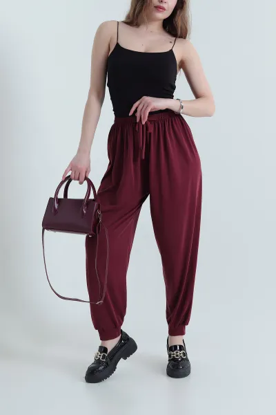 Bordo Bel Lastikli Modal Kadın Şalvar 438821