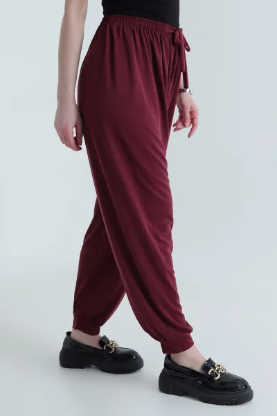 Bordo Bel Lastikli Modal Kadın Şalvar 438821