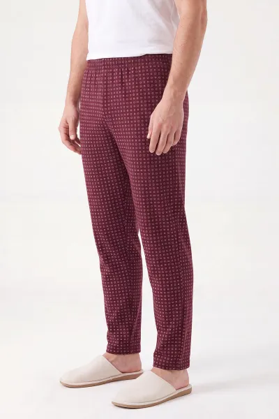 Bordo Beli Lastikli Erkek Pijama Altı 473971