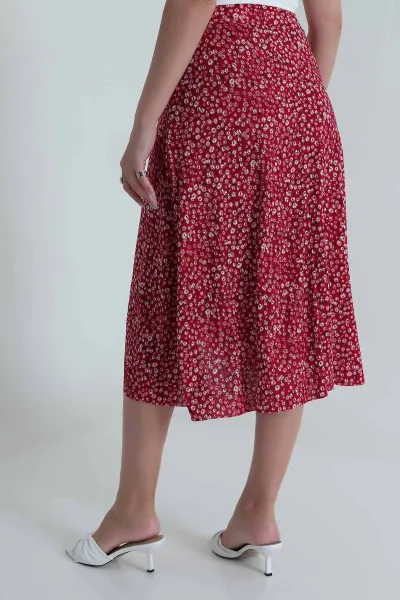 Bordo Beli Lastikli Helen Kadın Etek 482152