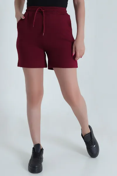 Bordo Beli Lastikli Oysho Kadın Şort 478551