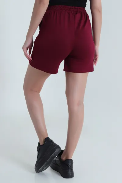 Bordo Beli Lastikli Oysho Kadın Şort 478551