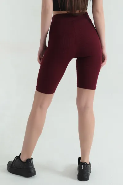 Bordo Beli Lastikli Şort Tayt 357398