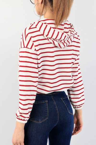 Bordo Beli Sıkmalı Bayan Sweat 90473