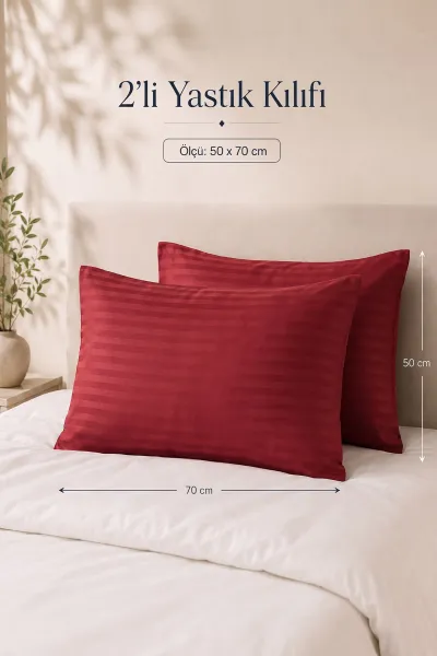 Bordo Bella Home 50x70 Cm 2'li Saten Yastık Kılıfı 474140