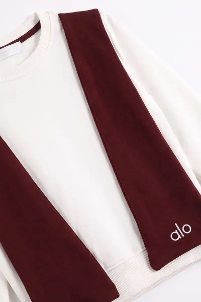 Bordo Beyaz  (5-10 Yaş) Şal Detaylı Alo Baskılı  Oysho Kız Çocuk Mevsimlik Takım 481817