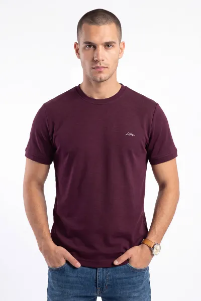 Bordo Bisiklet Yaka Erkek Tişört 471591