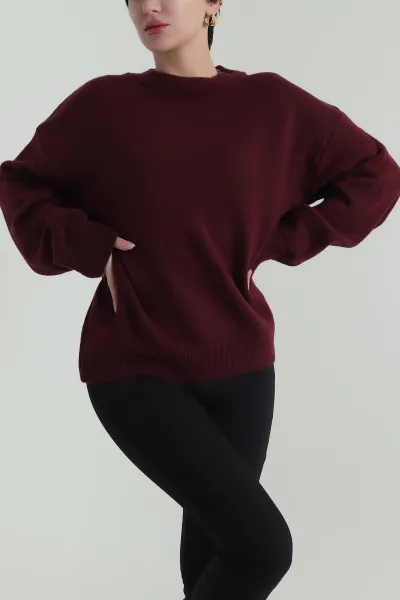 bordo-bisiklet-yaka-oversize-kadin-triko-kazak-421236