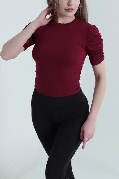 Bordo Bisiklet Yaka Oysho Kadın Bluz 447851
